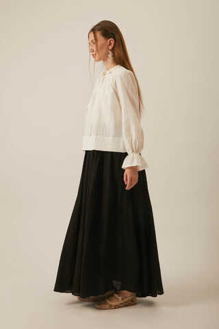 Textured Stripe Blouse White - 4