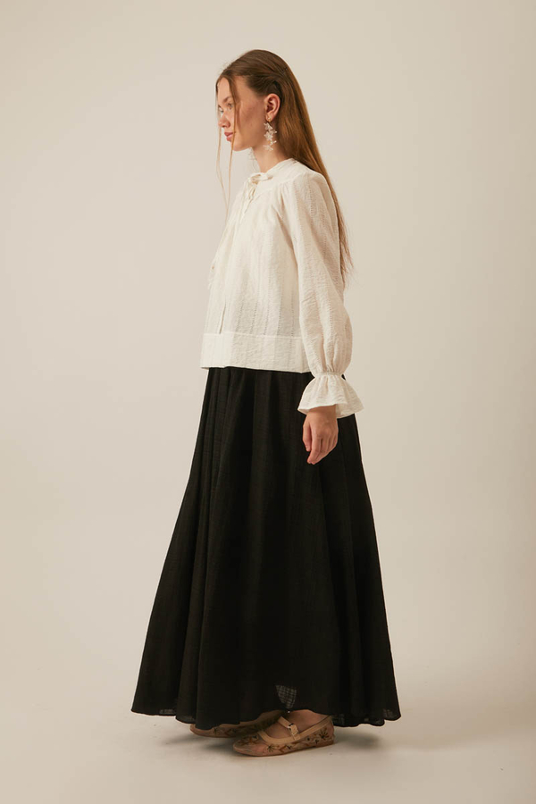 Textured Stripe Blouse White - 4