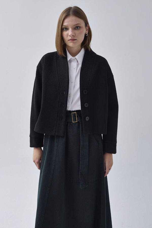 Textured Stripe Jacket Black - 3