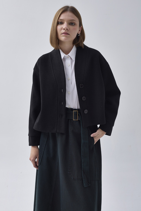 Textured Stripe Jacket Black - 1