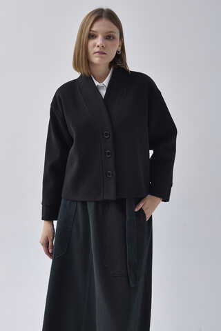 Textured Stripe Jacket Black - 5