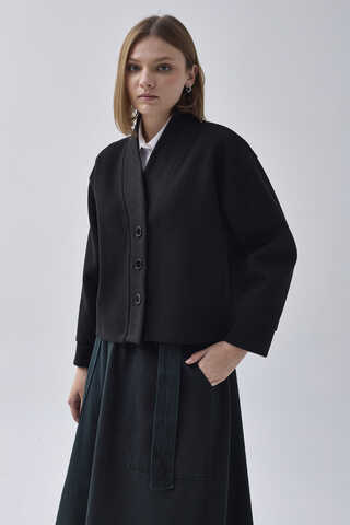 Textured Stripe Jacket Black - 6