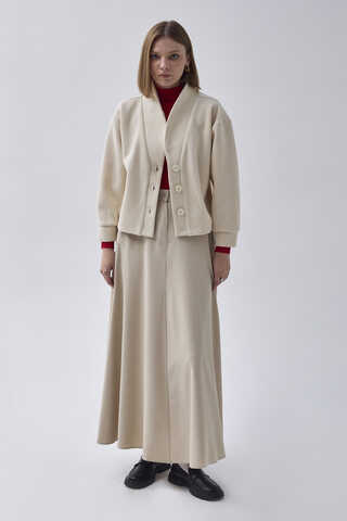 Textured Stripe Jacket Ecru - 2