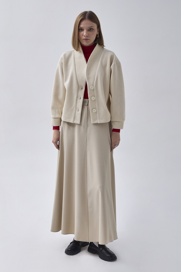 Textured Stripe Jacket Ecru - 2