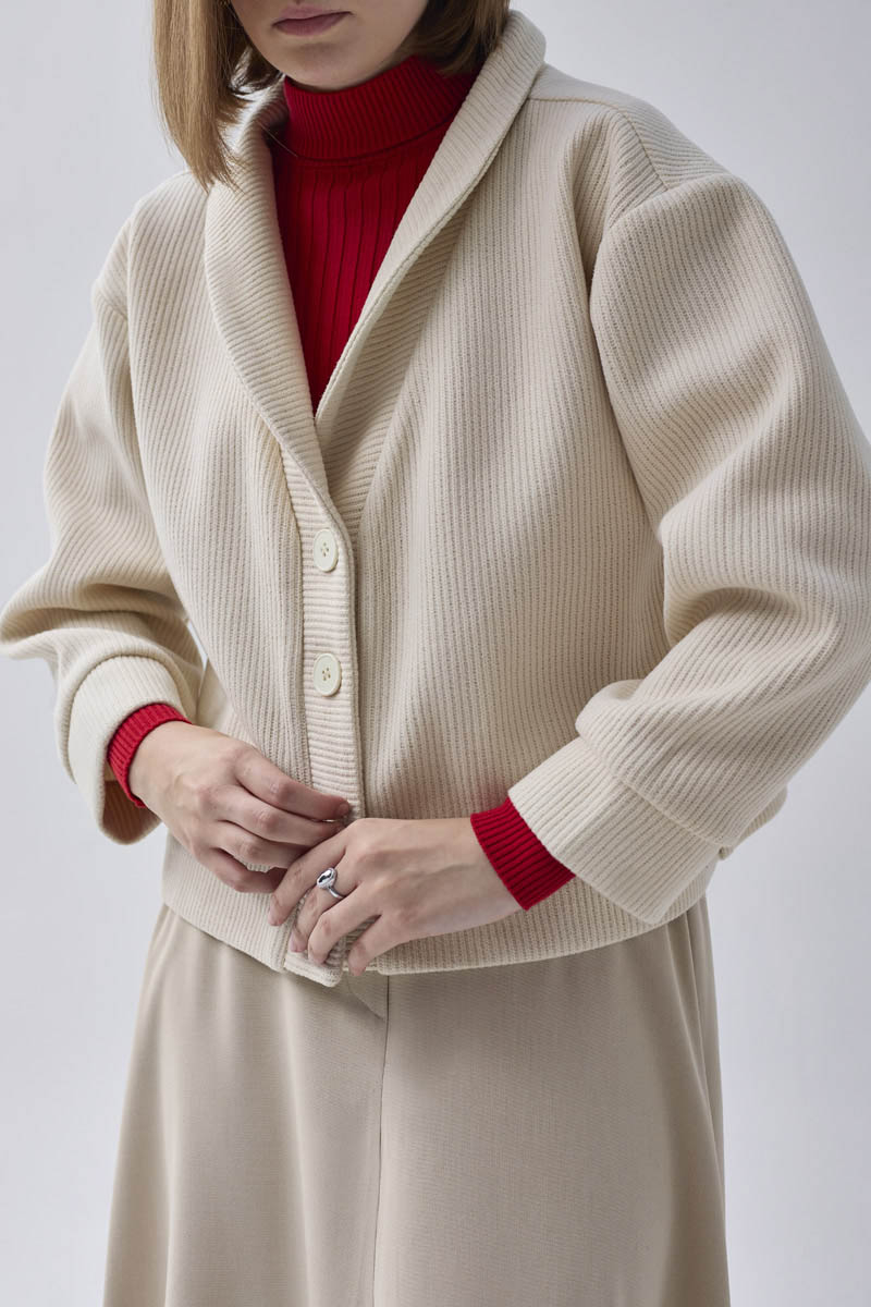 Textured Stripe Jacket Ecru