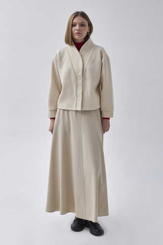 Textured Stripe Jacket Ecru - 6