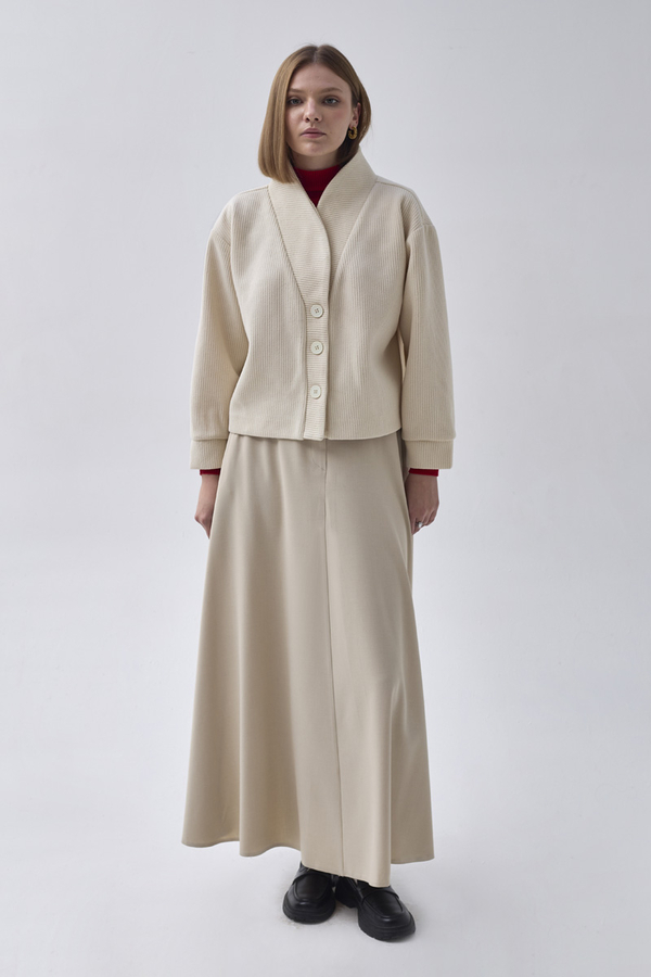 Textured Stripe Jacket Ecru - 6