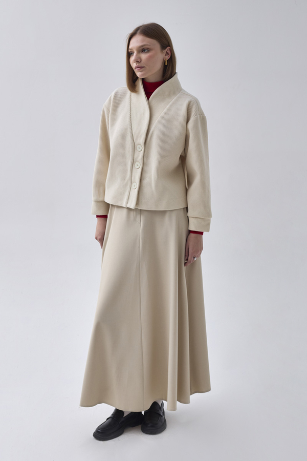 Textured Stripe Jacket Ecru - 7