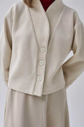 Textured Stripe Jacket Ecru - 9