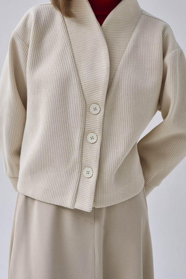 Textured Stripe Jacket Ecru - 9