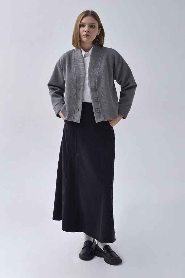 Textured Stripe Jacket Grey - 4