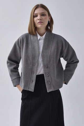 Textured Stripe Jacket Grey - 5