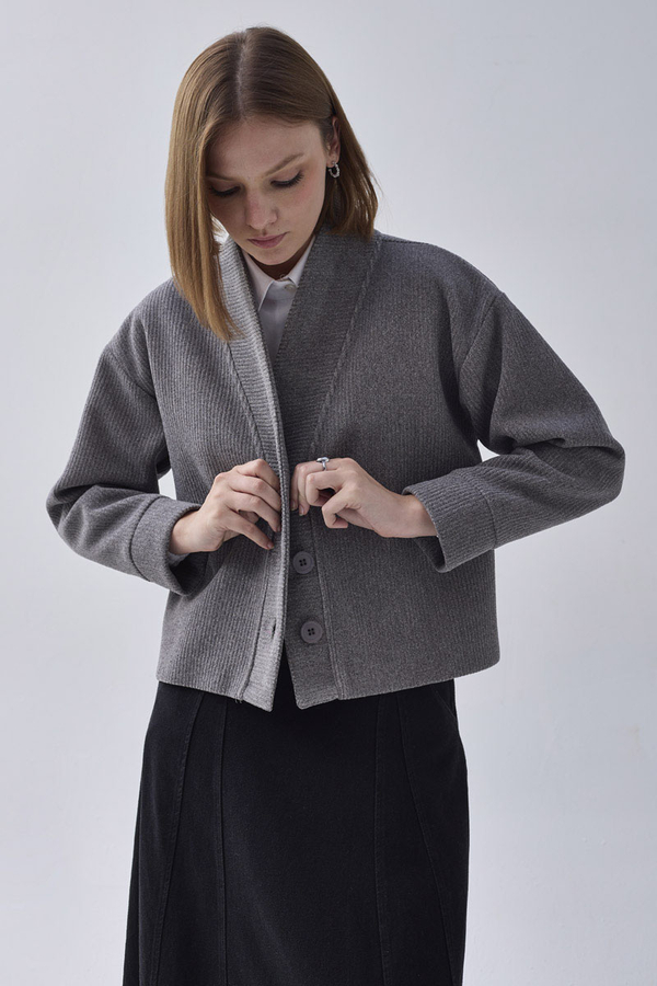 Textured Stripe Jacket Grey - 6