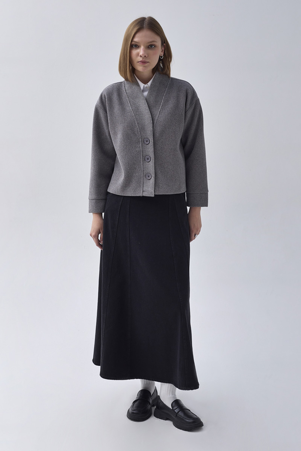 Textured Stripe Jacket Grey - 1