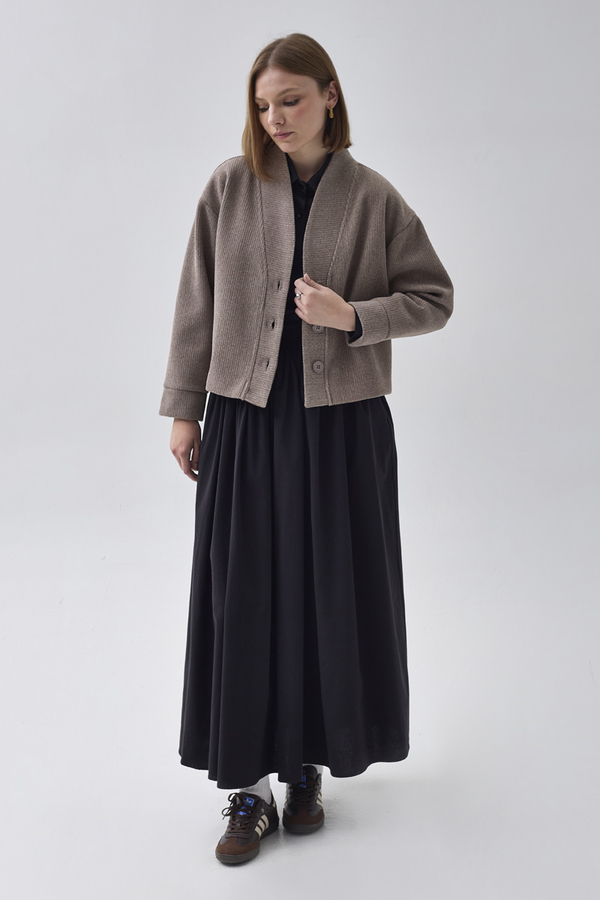 Textured Stripe Jacket Mink - 4