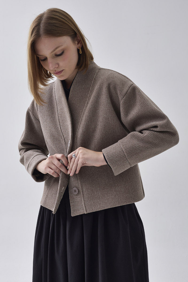 Textured Stripe Jacket Mink - 3