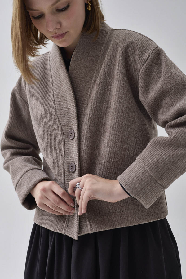 Textured Stripe Jacket Mink - 5