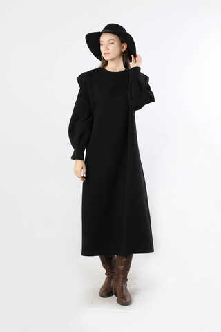 Three Drawstring Dress Black - 1