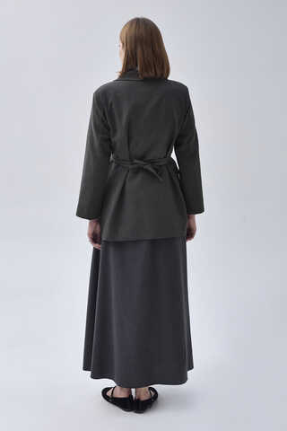 Tie Detail Blazer Jacket Anthracite - 9