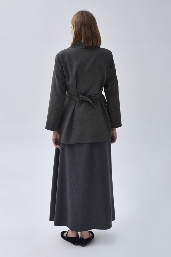 Tie Detail Blazer Jacket Anthracite - 9