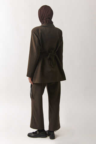Tie Detail Blazer Jacket Brown - 12
