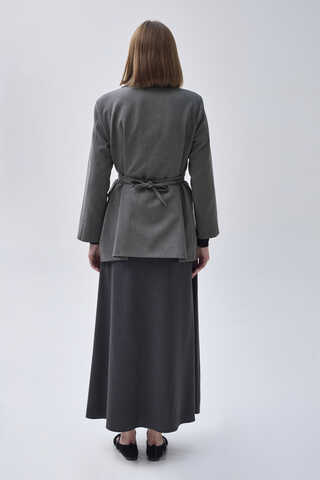 Tie Detail Blazer Jacket Grey - 9