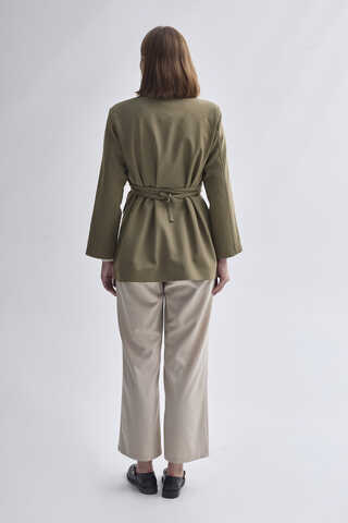 Tie Detail Blazer Jacket Khaki - 8