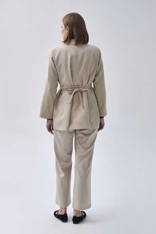 Tie Detail Blazer Jacket Stone - 8