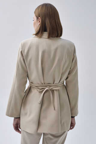 Tie Detail Blazer Jacket Stone - 9