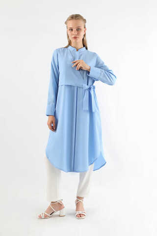 Tie Detailed Tunic Baby Blue - 1