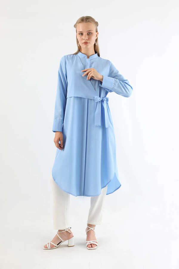 Tie Detailed Tunic Baby Blue - 1