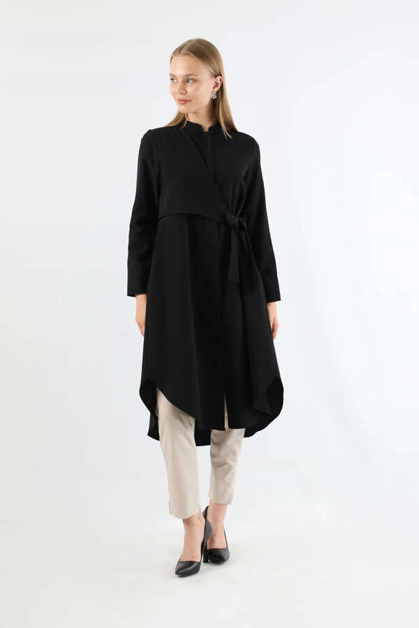 Tie Detailed Tunic Black - 1