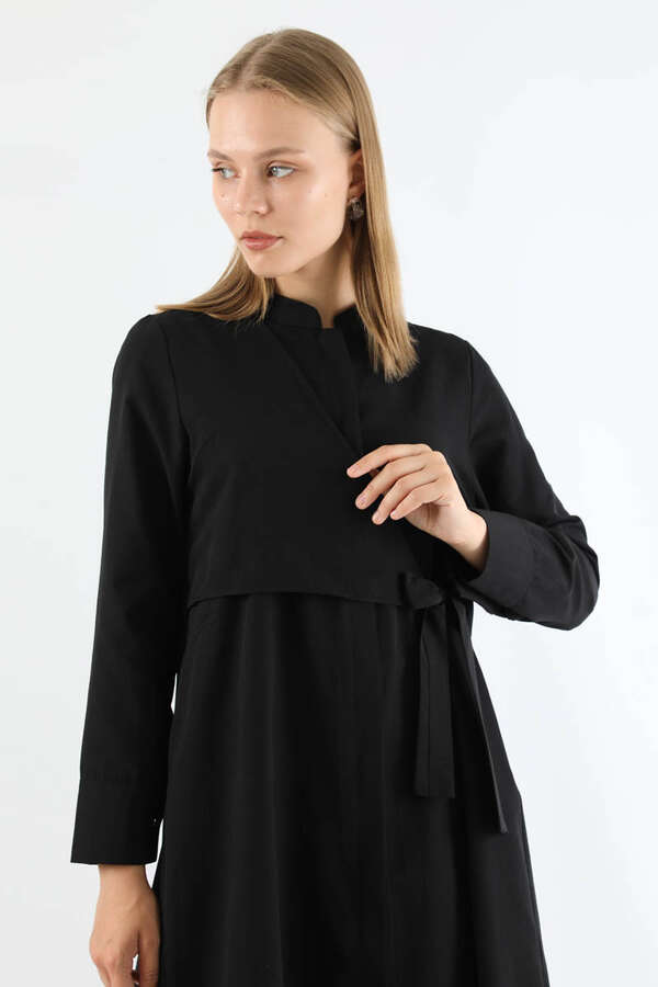 Tie Detailed Tunic Black - 2
