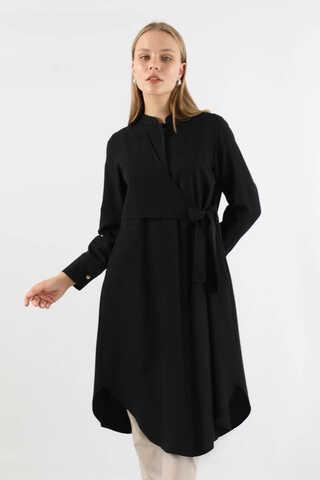 Tie Detailed Tunic Black - 3