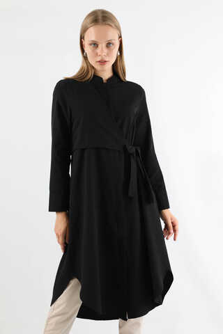 Tie Detailed Tunic Black - 4