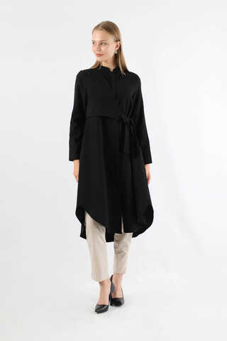 Tie Detailed Tunic Black - 1