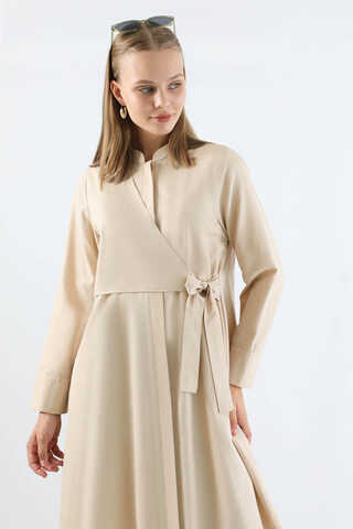 Tie Detailed Tunic Stone - 2