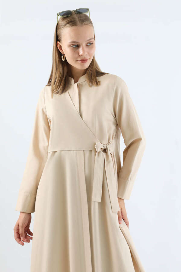 Tie Detailed Tunic Stone - 2