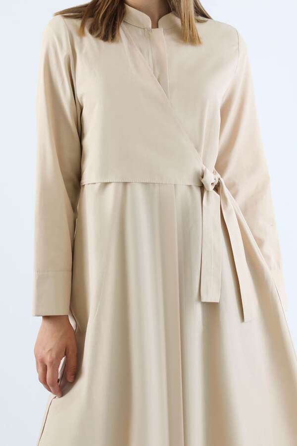 Tie Detailed Tunic Stone - 4