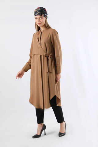 Tie Detailed Tunic Tan - 1