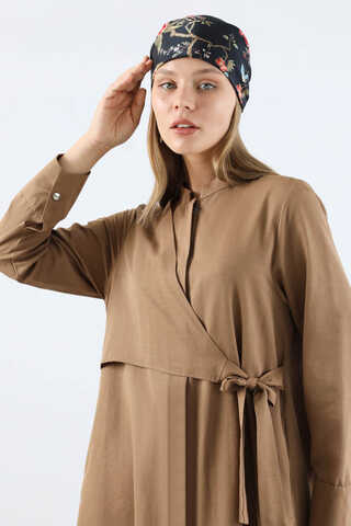 Tie Detailed Tunic Tan - 4