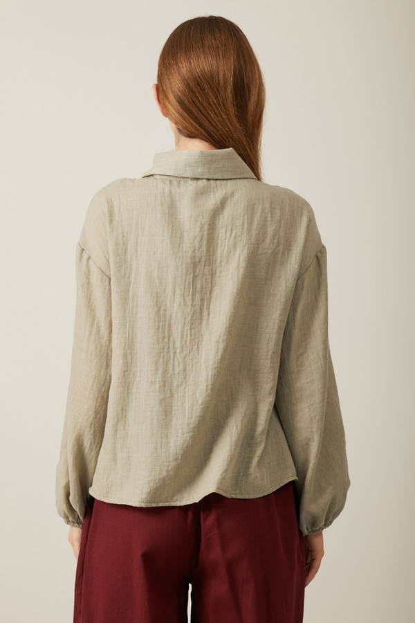 Tie Front Voile Shirt Stone - 11