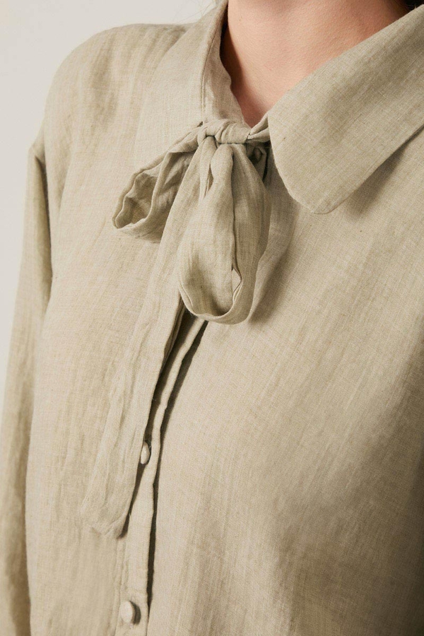 Tie Front Voile Shirt Stone - 13