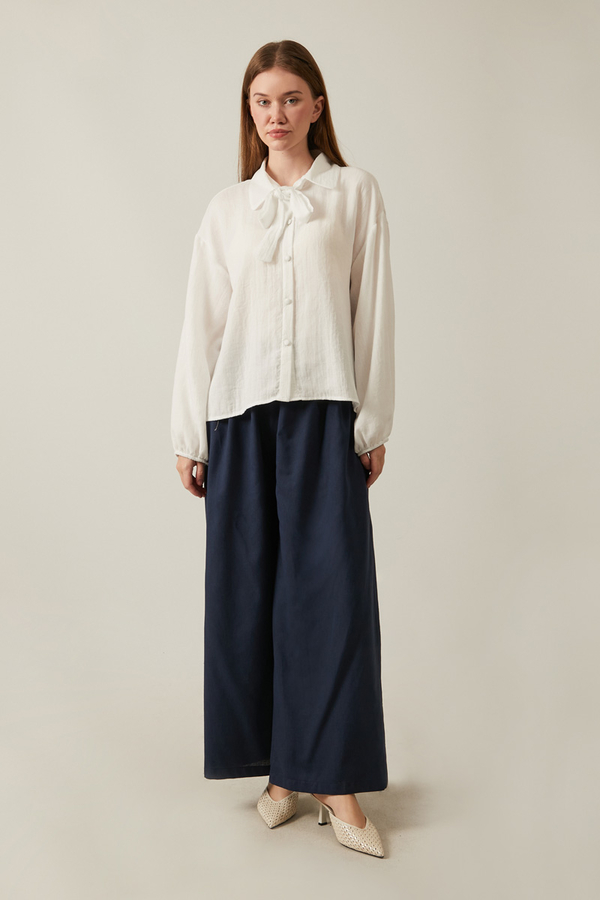 Tie Front Voile Shirt White - 15