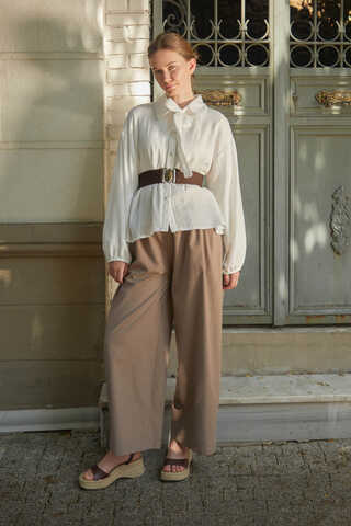 Tie Front Voile Shirt White - 9