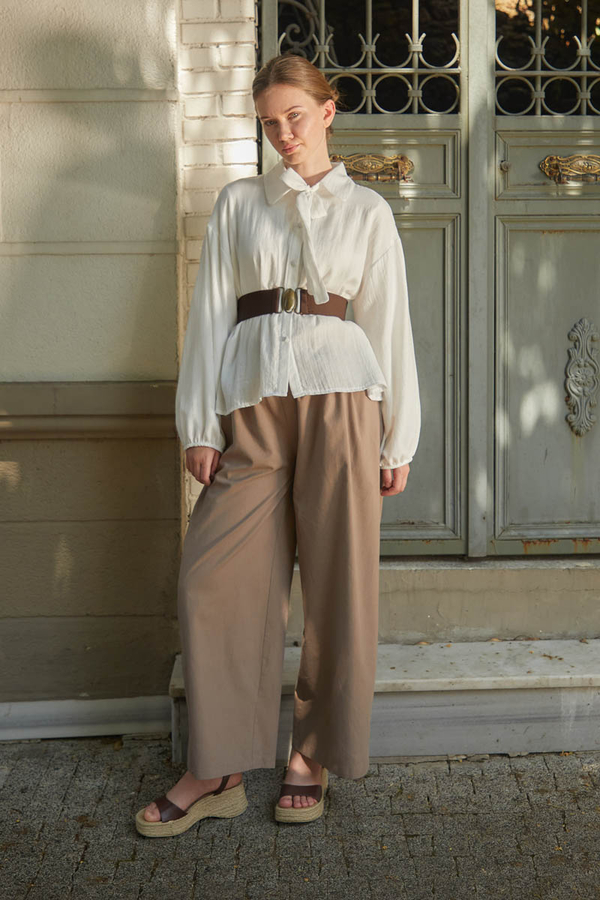 Tie Front Voile Shirt White - 9