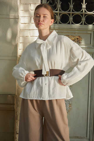 Tie Front Voile Shirt White - 11