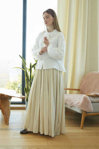 Tie Front Voile Shirt White - 7