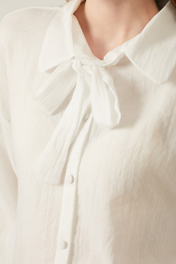 Tie Front Voile Shirt White - 14
