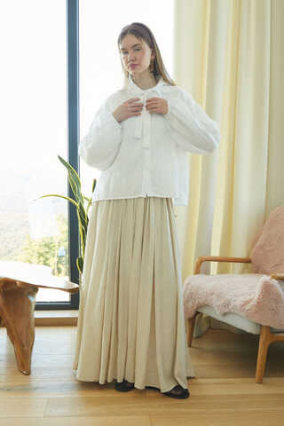 Tie Front Voile Shirt White - 6